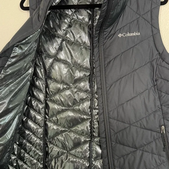 Columbia long quilted Vest Omni heat size large black Heavenly II Long Vest - Picture 12 of 14